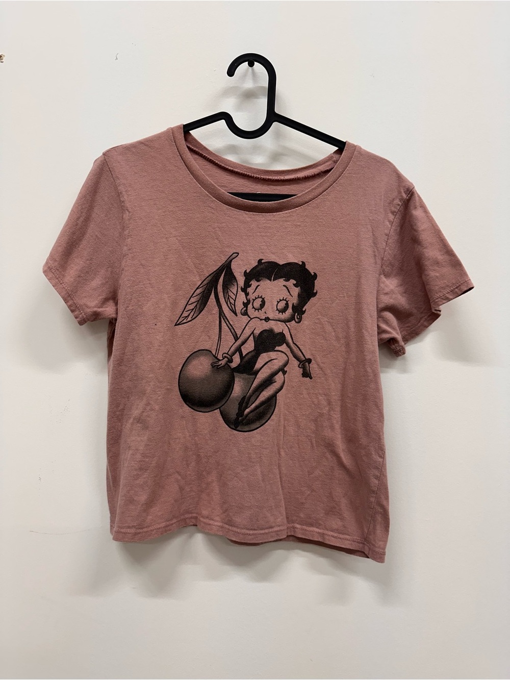 Source Unknown Mauve Pink Betty Boop Cherry Graphic Tee